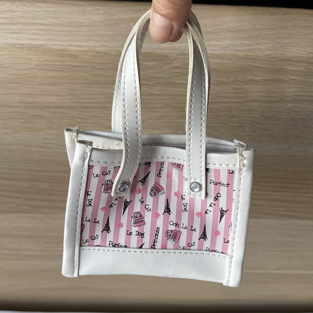 Build A Bear Workshop Ooh La La Paris Mini‎ Purse Pink Stripe Eiffel Tower Bag
